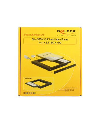 Delock Ramka montażowa Slim SATA 5.25″ -> 2.5'' SLIM 9.5mm (HDD/SSD w miejsce CD)