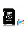 SILICON POWER 64GB, MICRO SDXC UHS-I, Class 10, with SD adapter, Color - nr 24