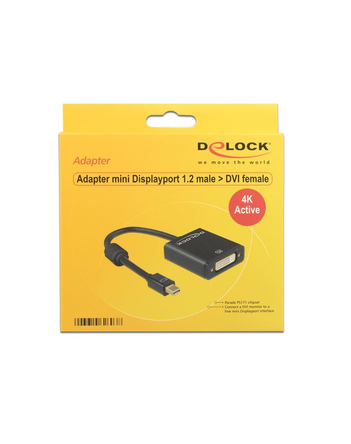Adapter Delock displayport 1.2 MINI->DVI4K (F)(24+5) na kablu 20CM główny