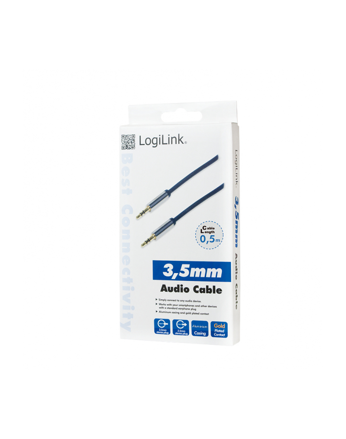 Kabel audio stereo LogiLink CA10050 3,5 mm, M/M, 0,5m, niebieski główny