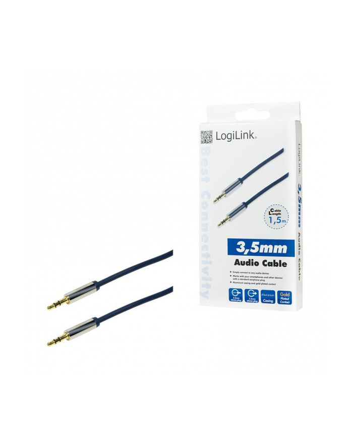 Kabel audio stereo LogiLink CA10150 3,5 mm, M/M, 1,5m, niebieski główny