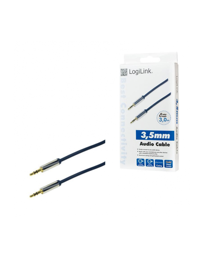 Kabel audio stereo LogiLink CA10300 3,5 mm, M/M, 3m, niebieski główny
