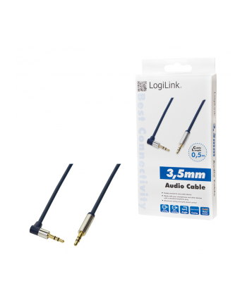 Kabel audio stereo LogiLink CA11050 3,5 mm, M/M, 0,5m, kąt 90°