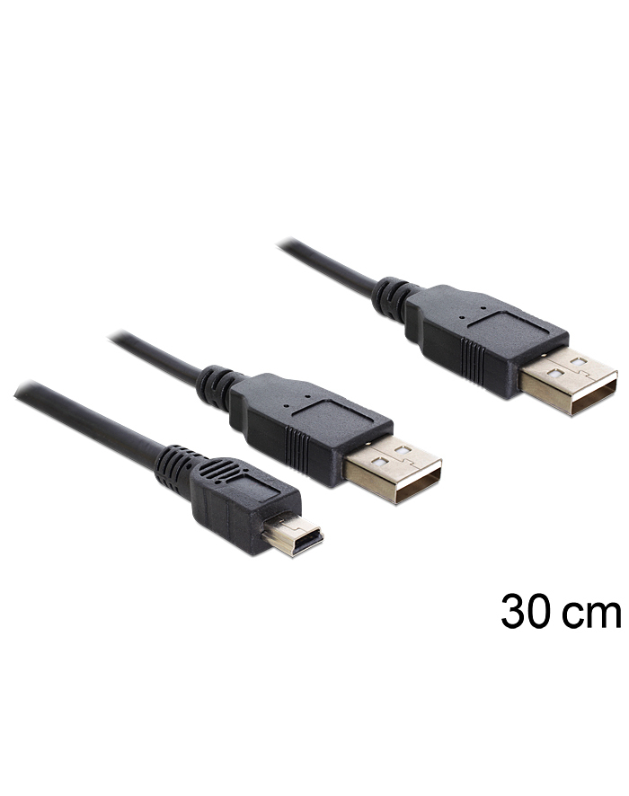 Delock kabel 2x USB 2.0 (AM) -> USB mini 5-pin, 0.3m główny