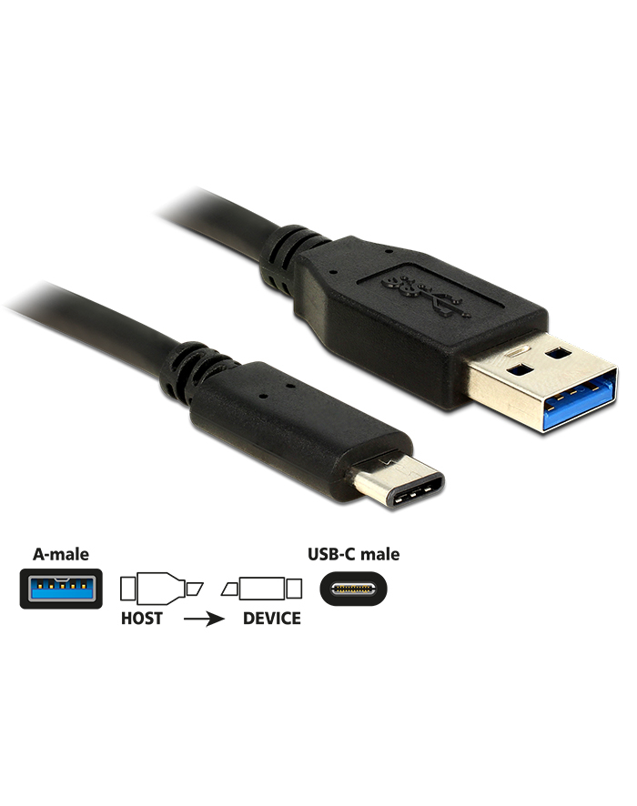 Delock Kabel USB 3.1 AM -> USB type-C Gen 2 (10GB/s) 1m Black główny