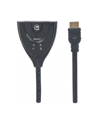 Manhattan Przełącznik HDMI 2-Portowy, HDMI 1.3, Zintegrowany Kabel
