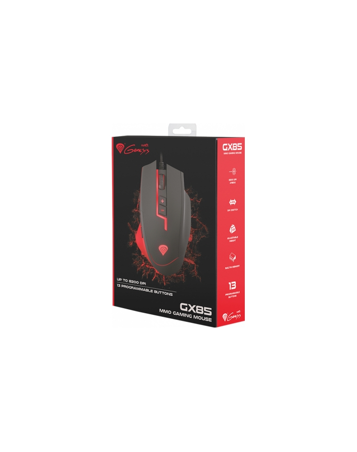 Natec Genesis mysz laserowa MMO GX85 GAMING 8200 DPI, AVAGO 9800, USB, black-red główny