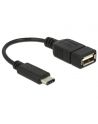 Delock Przewód z adapterem USB Type-C 2.0 (M) -> USB 2.0 typu A (F) 15cm czarny - nr 2
