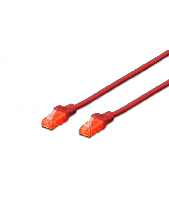 Kabel Digitus patch cord UTP, CAT.6, czerwony, 0,5m, 15 LGW główny