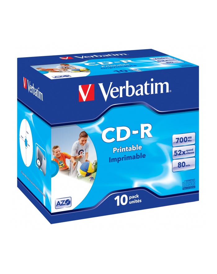 CD-R Verbatim 52x 700MB  (Jewel Case 10) WIDE PRINTABLE główny