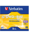 Płytki DVD+RW Verbatim 4x 4.7GB (Jewel case 5) MATT SILVER - nr 23