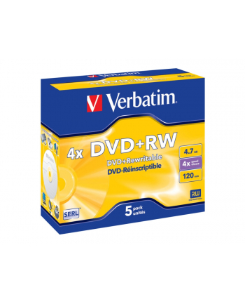 Płytki DVD+RW Verbatim 4x 4.7GB (Jewel case 5) MATT SILVER
