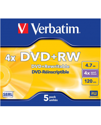Płytki DVD+RW Verbatim 4x 4.7GB (Jewel case 5) MATT SILVER