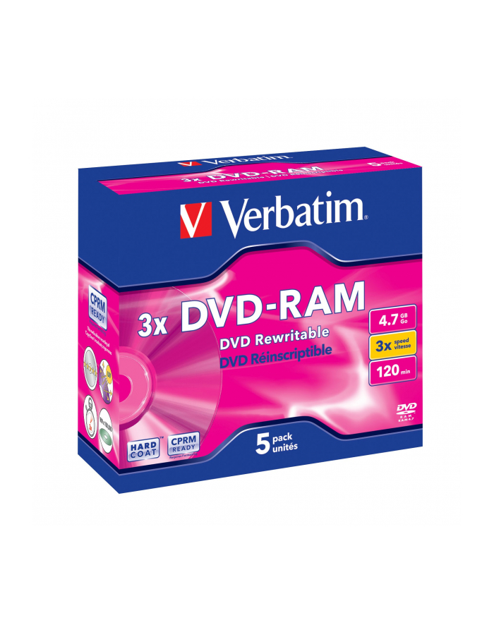 DVD-RAM Verbatim 3x 4.7GB (Jewel Case 5) MATT SILVER główny