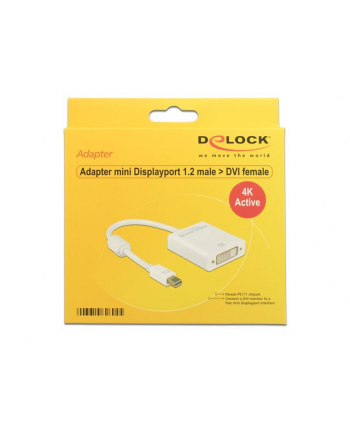 Delock Adapter mini Displayport 1.2 (M) > DVI (F) 4K aktywne biały