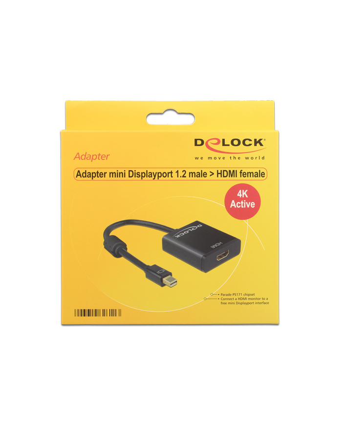 Delock Adapter mini Displayport 1.2 (M) > HDMI (F) 4K aktywne czarny główny