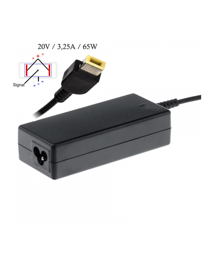 AKYGA ZASILACZ DO NOTEBOOKA LENOVO 20V 3.25A 65W SQUARE YELLOW AK-ND-24 główny