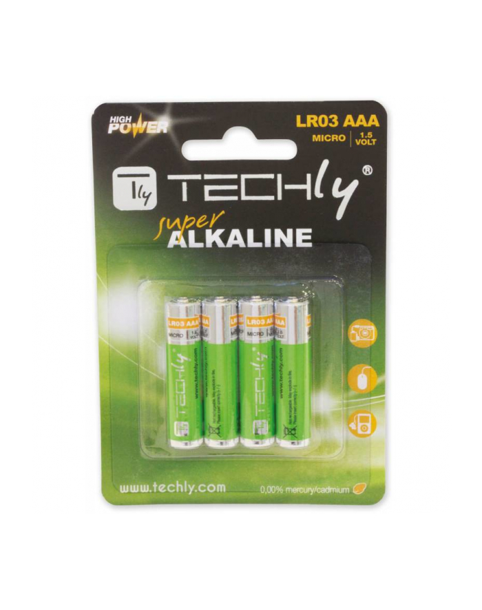 Techly Baterie alkaliczne 1.5V AAA LR03 4 sztuki główny