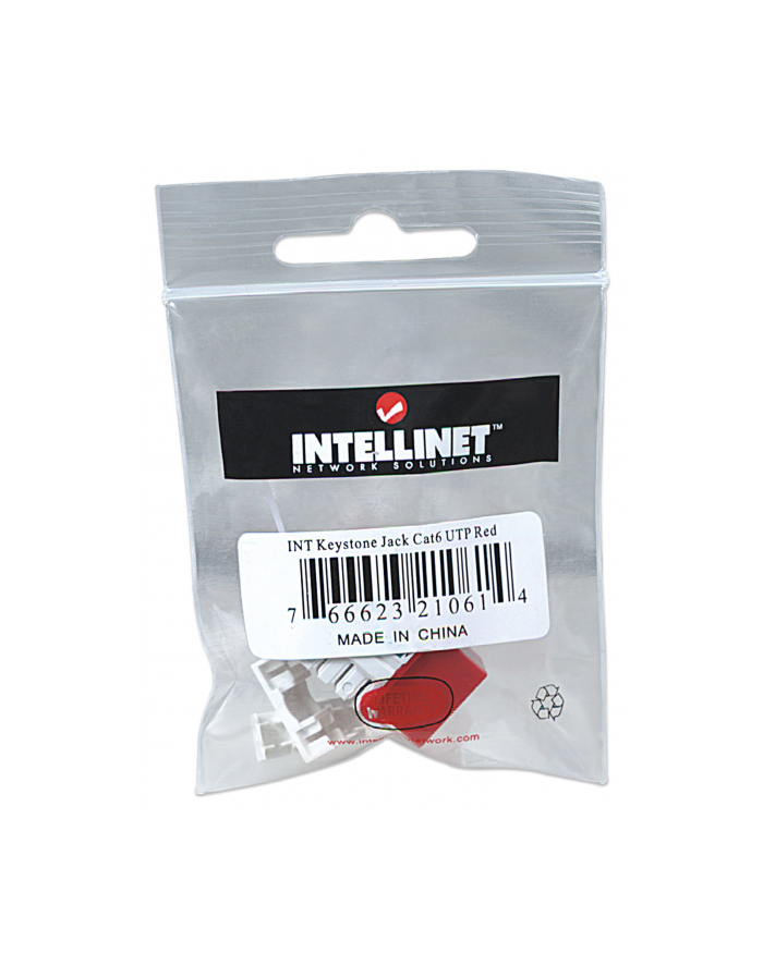 Intellinet Network Solutions Intellinet Moduł Keystone Cat6 UTP RJ45 zaciskany czerwony główny