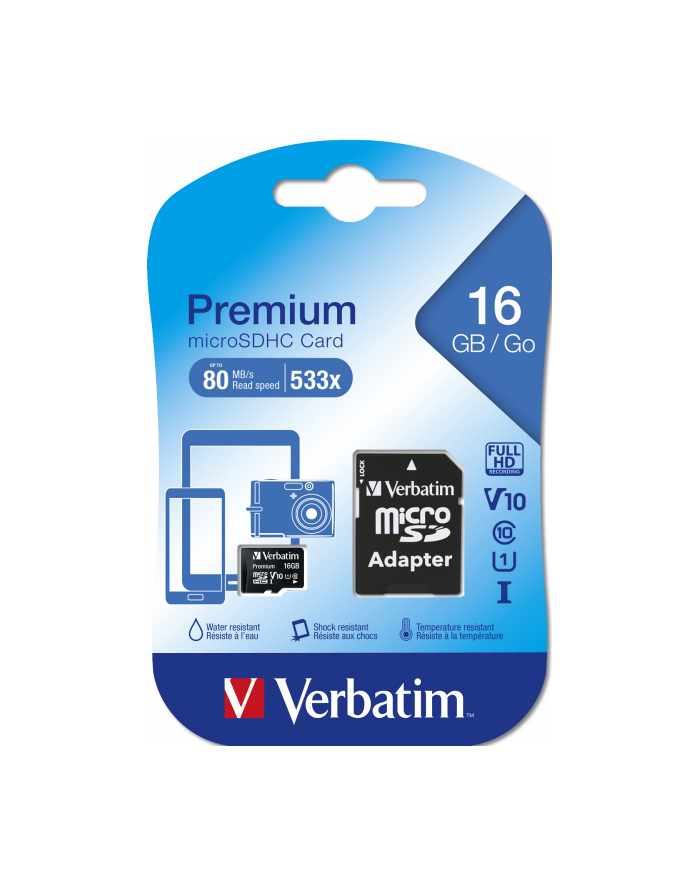 Verbatim microSD 16GB + adapter Cl10 SDHC główny