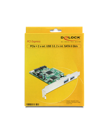 DeLOCK PCIe kontroler - 2x USB 3.0 - 2x SATA