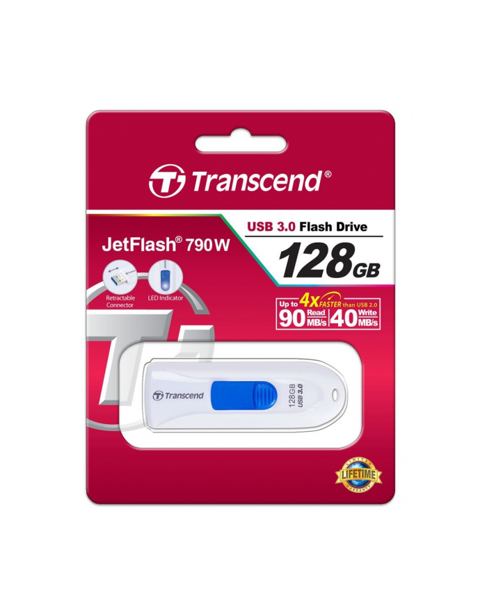 Transcend USB 128GB 40/90 JetFlash 790W biały USB 3.0 główny