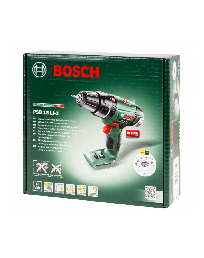 Bosch Akumulatorowa wiertarka udarowa PSB 18 LI-2 green główny