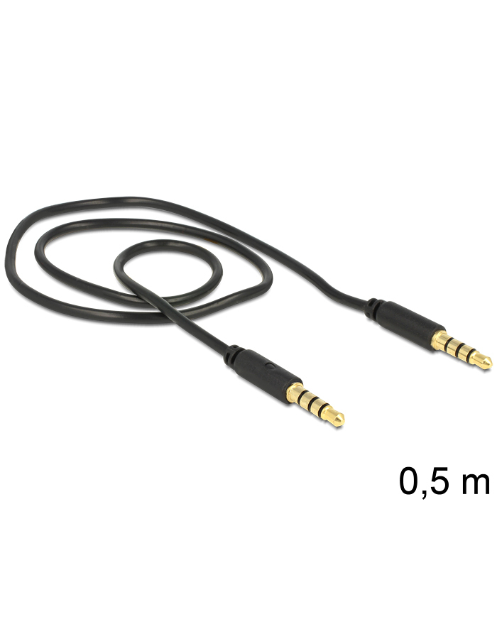 Delock Kabel Audio 3.5mm męski/męski 4-pin czarny 0.5m główny