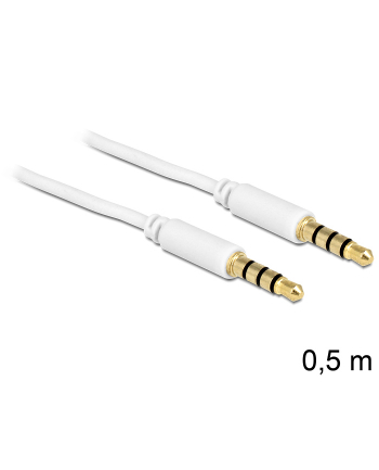 Delock Kabel Audio 3.5mm męski/męski 4-pin biały 0.5m
