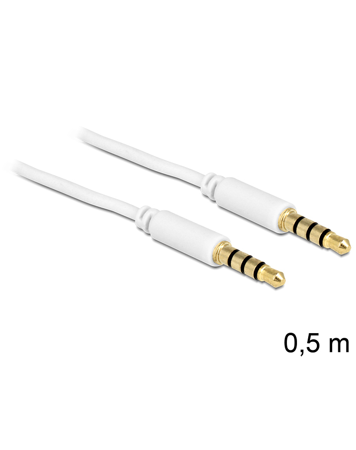 Delock Kabel Audio 3.5mm męski/męski 4-pin biały 0.5m główny