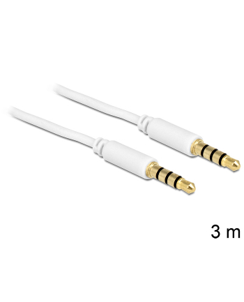 Delock Kabel Audio 3.5mm męski/męski 4-pin biały 3.0m