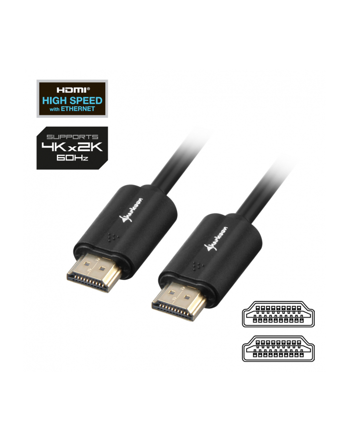 Sharkoon kabel HDMI -> HDMI 4K czarny 1.0m - A-A główny