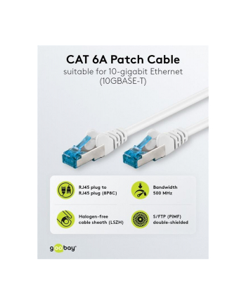 goobay Kabel sieciowy CAT6a SFTP RJ45 biały 0,5m