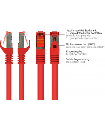 Kabel sieciowy Cat6 SFTP czerwony 25m
