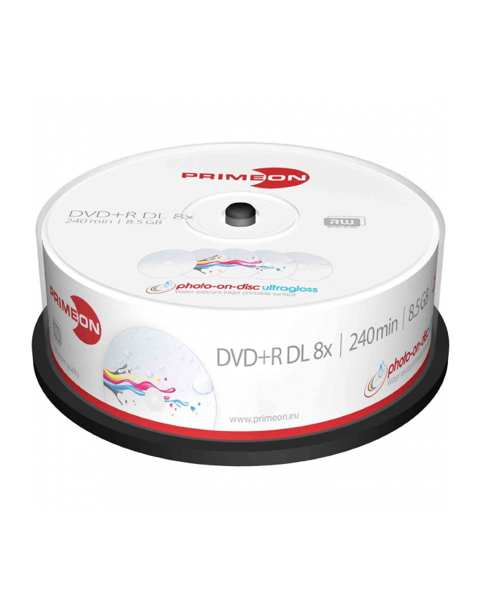 PRIMEON DVD+R DL 8,5 GB 8x Photo Ultragloss, DVD - 25 sztuk główny