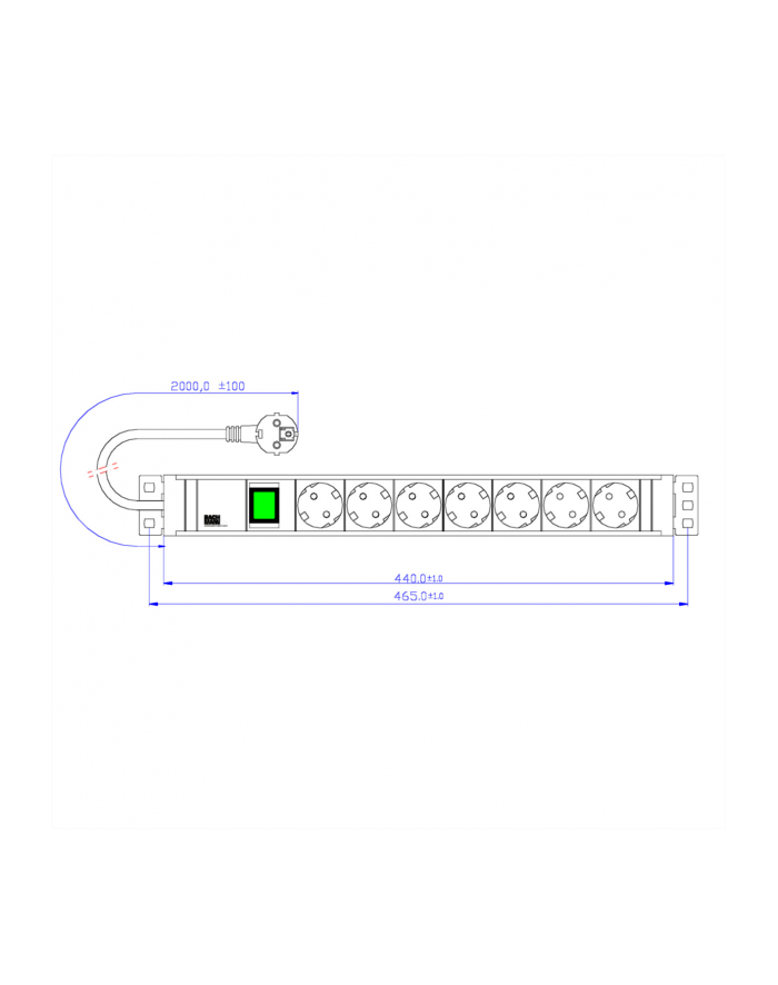 Bachmann 19 Cali PVC 7x Gniazd 1xprzełącznik Strom główny