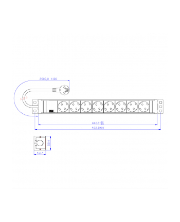 Bachmann 19 Cali PVC 8x Gniazd Strom 2m Schuko nr 1
