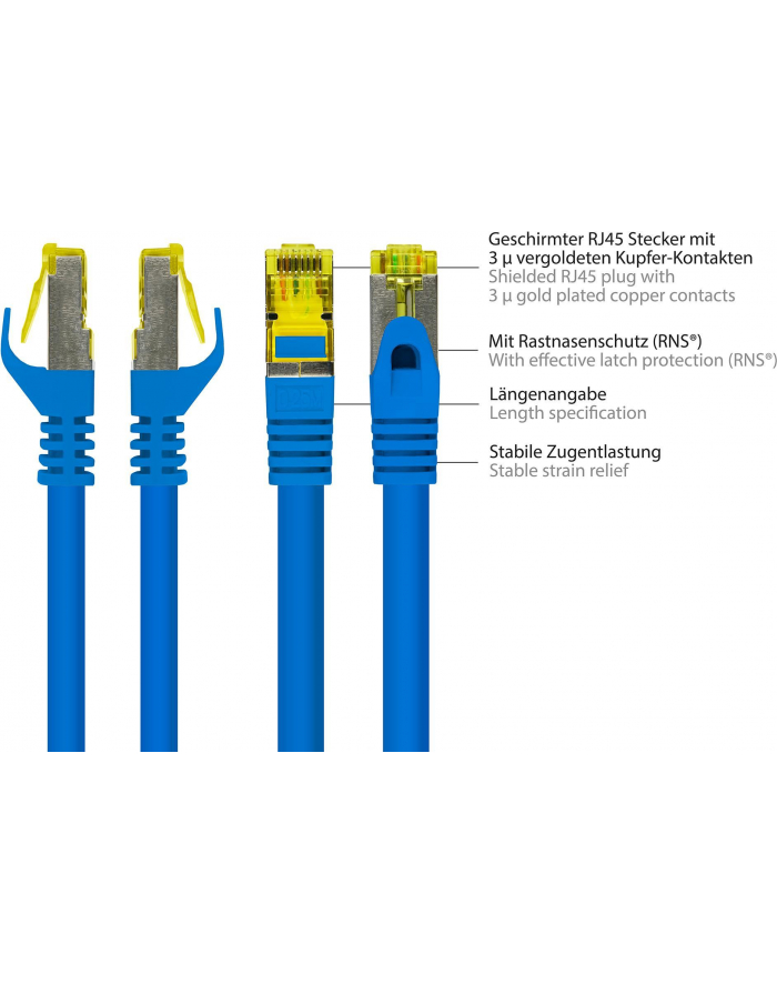 Kabel sieciowy Cat7 SFTP blue 1,0m główny