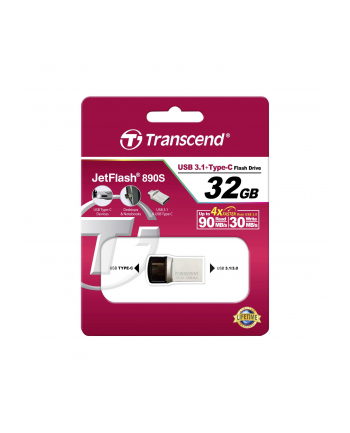 Flashdrive Transcend 32GB JetFlash 890, Silver Plating USB 3.1 Type C