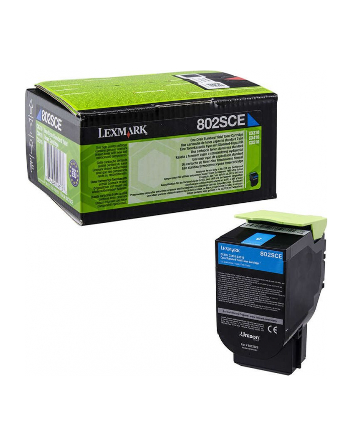 Kaseta z tonerem Lexmark 802SCE do CX-310/410 | korporacyjny| 2 000 str. | cyan główny