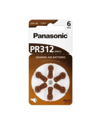 Baterie Panasonic cynkowo-powietrzne do aparatów słuchowych  PR312/6BP | 6szt.