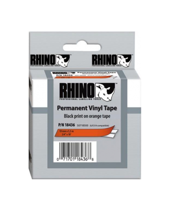 Dymo taśma do drukarek Rhino 18436 5,5m/19mm winylowa czarny/pomarańczowy