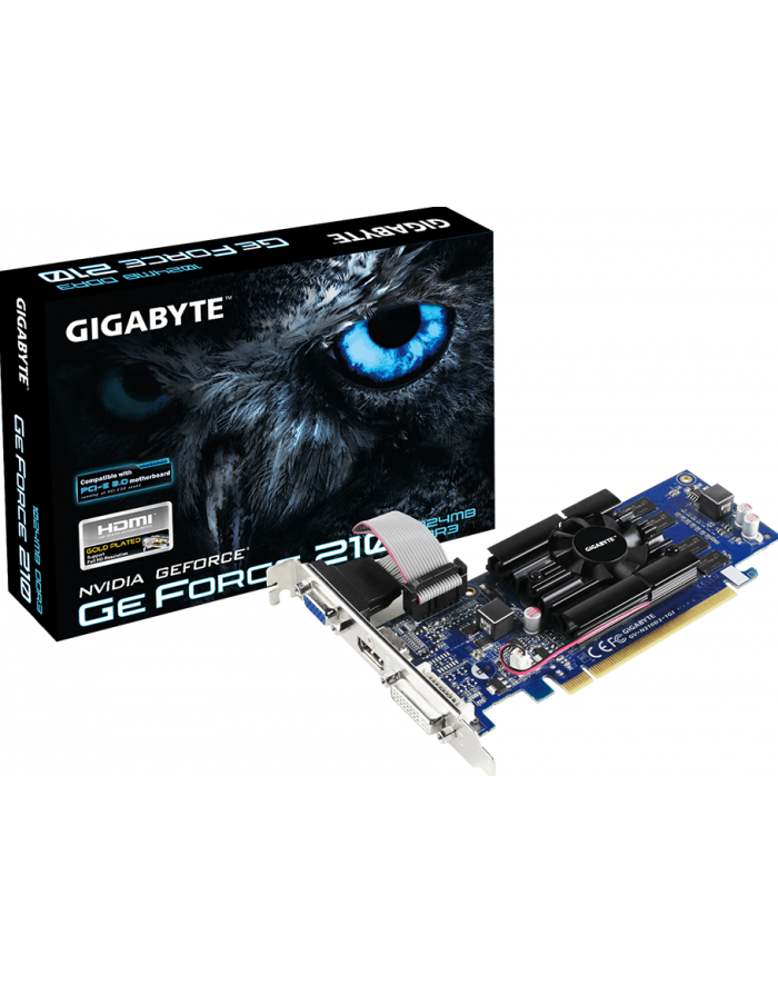 Gigabyte GeForce CUDA GT 210, 1GB DDR3 (64 Bit), HDMI, DVI, D-SUB, LP, BOX główny