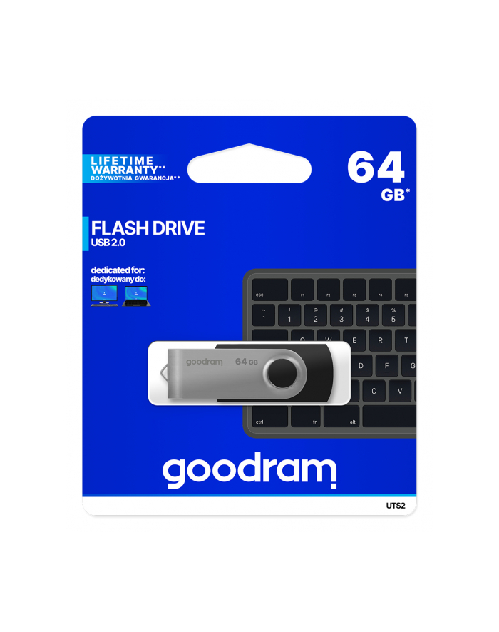 Goodram Flashdrive Twister 64GB USB 2.0 czarny główny
