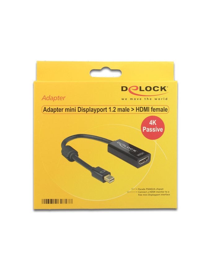 Delock Adapter mini Displayport 1.2 (M) > HDMI (F) 4K pasywne czarny główny