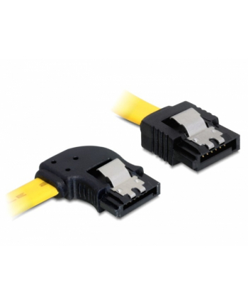 Delock kabel SATA 6 Gb/s kątowy lewo/prosto metal. zatrzaski 30cm żółty