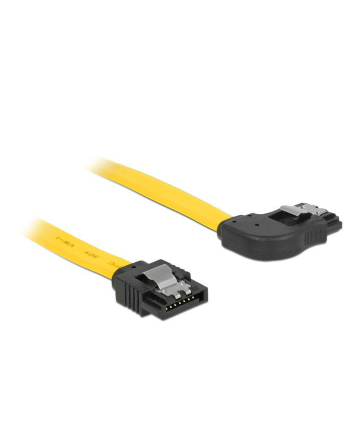 Delock kabel SATA 6 Gb/s kątowy prawo/prosto metal. zatrzaski 30cm żółty