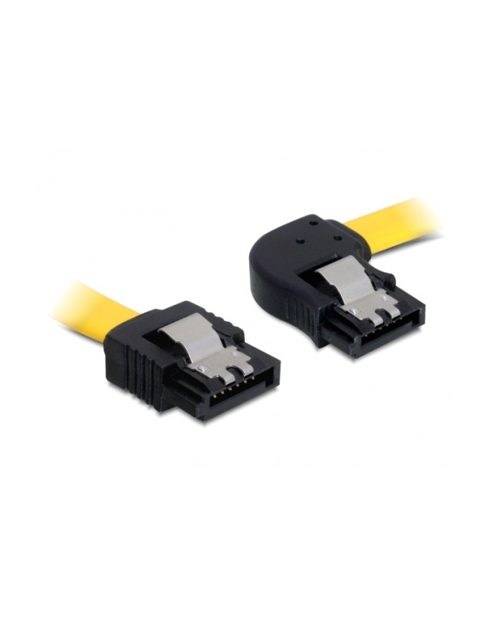 Delock kabel SATA 6 Gb/s kątowy prawo/prosto metal. zatrzaski 50cm żółty główny