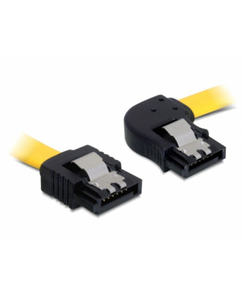 Delock kabel SATA 6 Gb/s kątowy prawo/prosto metal. zatrzaski 50cm żółty