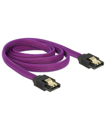 Delock kabel SATA 6 Gb/s 100 cm prosty/prosty metal. zatrzaski fioletowy Premium